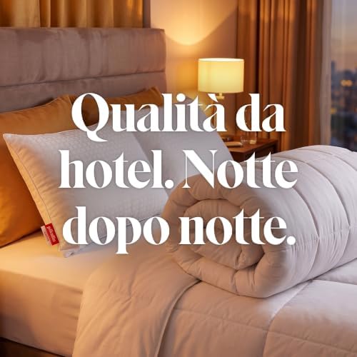 Set 2 Cuscini Memory Foam da Hotel 60 cm - Adattabilità al Collo e Ipoallergenici - Guanciale Letto Media Rigidità per Tutte Le Posizioni di Sonno - Doppia Federa Traspirante e Morbida