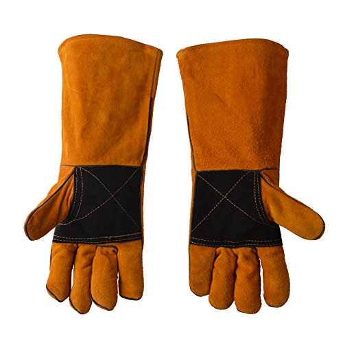 Gunpla Leather Welding Gloves Heat Resistant Flame Retardant Welding Campfire Blacksmithing Fireplace Grill BBQ Gloves 2 Pairs Set – 1 Pair Welding Glove 16 inch and 1 Pair Welding Glove 10.5 inch - Thumbnail 2