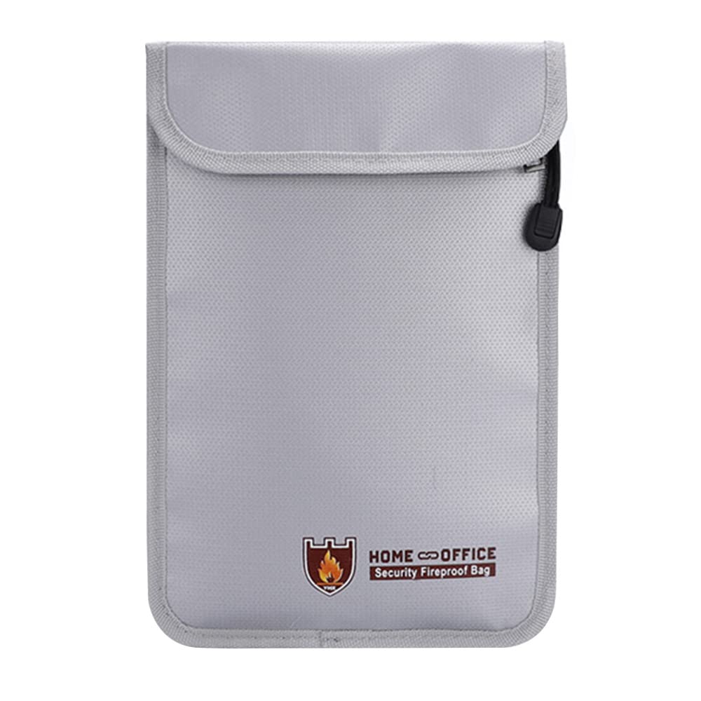 Tiardey Double Layer Erect Fireproof Money & Document Bag,11"x7" Protect Your Valuables,Documents,Money,Jewelry,Zipper Closure for Maximum Protection - White