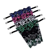 Flyou 4pcs Lady Lace Clip-on Mock Camisole Bra Insert Overlay Modesty Panel purple blue black pink vest