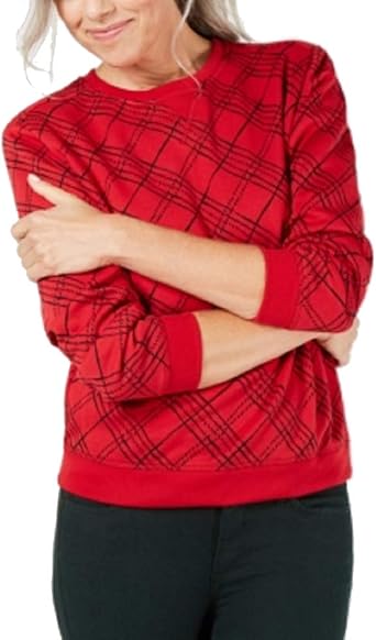 plaid crew neck sweatshirt