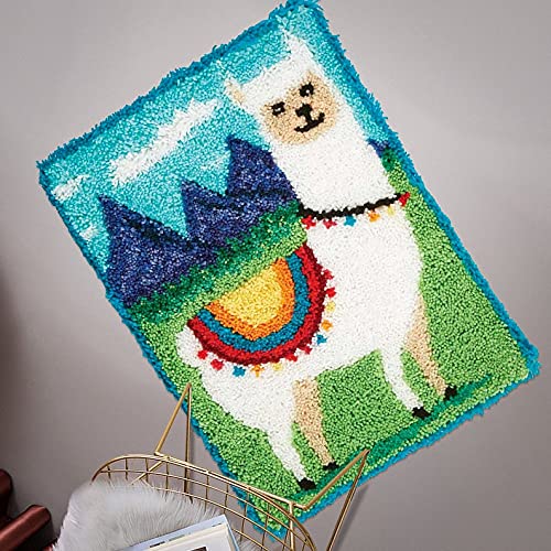 ROCKY&CHAO Myriad Choices Latch Hook Rug Kit Alpaca 50x38 cm, DIY Latch Hook Rug Making Kit for Adults Kids Embroidery Kits Cross Stitch Kit Carpet Making Kit Needlework DIY Craft Kits for Home Decor — image 1