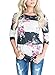 Asvivid Women's Round Neck Floral Print 3 4 Sleeve Tunic Blouse Casual Striped Tunic Tops Large Pink