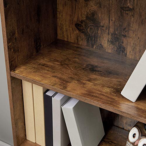 VASAGLE Bookcase, 2Tier Retro Bookshelf with Doors, Storage