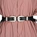 ZAFUL Women's Fashion Vintage Double Metal Buckle Designer Belt Solid Color