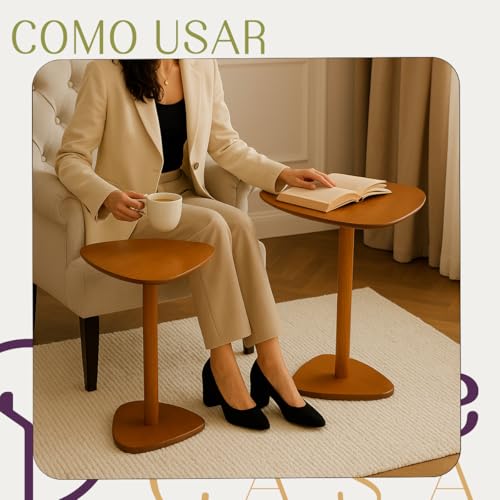 Conjunto Mesa Lateral Monopé de Madeira Tampo Paleta Mel - Florida