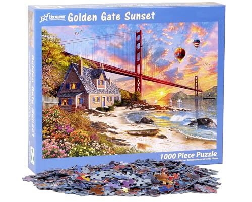 Vermont Christmas Company Golden Gate Sunset Jigsaw Puzzle 1000 Piece