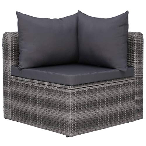 vidaXL Garten Sofagarnitur mit Polstern Kissen 6-TLG. Gartensofa Gartenmöbel Lounge Set Gartenset Sitzgruppe Sitzgarnitur Gartengarnitur Poly Rattan Grau – Bild 4