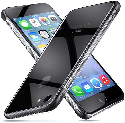 Guchoi Compatible iPhone 7 Case & iPhone 8 Case, Full Corners Protection Flexible TPU Anti-Slip Shockproof Protective Case Support Wireless Charging - Clear/Black