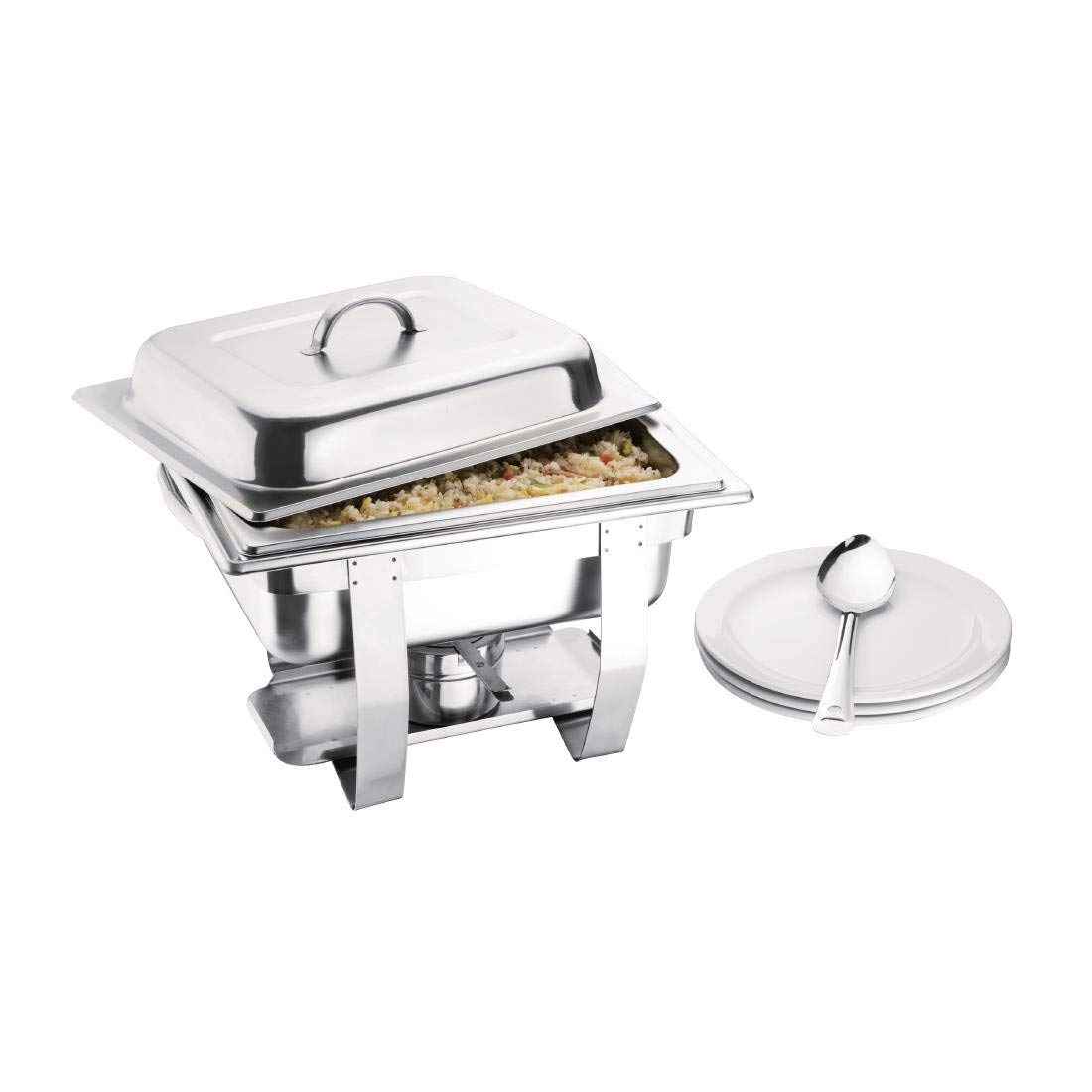 Olympia Milan Chafing Stainless Steel Food Warmer Set 1/2 GN / 3.7 Litre, Colour: Silver, Includes Heat-Insulating Lid - Image 5