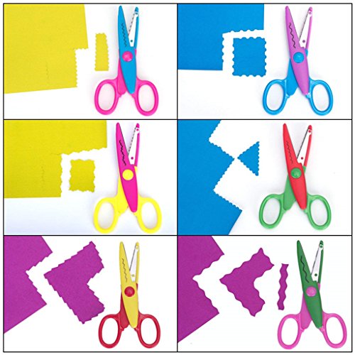 image for Kasmena Children Scissors,6 Pcs Kids Safety Paper Craft Edger Scissors