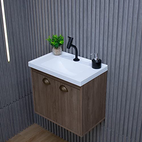 RIVERZZA Gabinete Armario para Banheiro 100% MDF com Cuba - Siena Munique 50cm