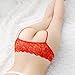 CISSETINA Women's Sexy Lace Embroidered T-back G-string Crotchless Thong Panties, A0020-Red, One Size