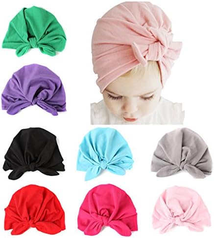 ALoveSoul 8 Pcs Newborn Baby Infant Toddler Soft Cute Turban Hat Headband
