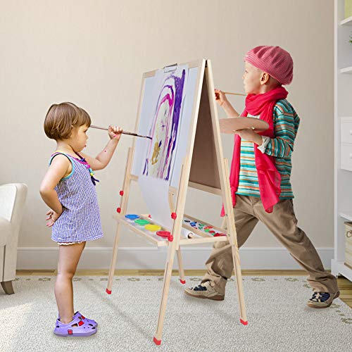 Kids Art Easel, Adjustable Wooden Children Art Easel, 3 in 1 Toddler