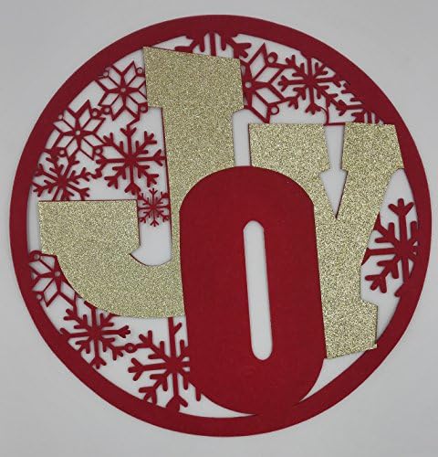Matjoys Joys Glitter Gold Red Felt Placemats - 38 cm (15 Inch) Round - Liquid Absorbent & Heat Resistant, Set of 4 Place Mats
