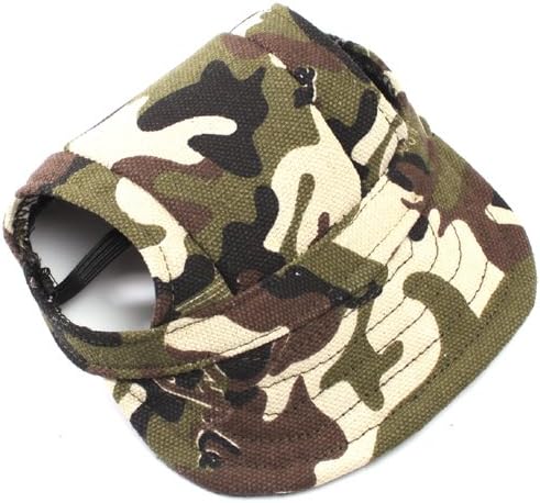 OCSOSO Pet Dog Canvas Hat Sports Baseball Cap with Ear Holes for Small Medium Dogs