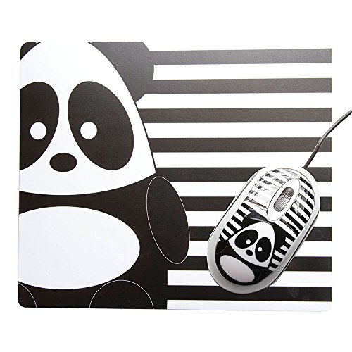 Kit mouse e mousepad com desenho de panda
