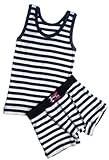 Kids by Brix Toddler and Boys Soft Turkish Cotton Navy/White Boxer Brief and Tank Top. 9/10 yrs