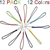 12 Pack Short Colorfull Hand Wrist Lightweight Lanyard Strap String for USB Flash Drives, Keys, Keychains, ID Name Tag Badge Holders and other Portable Items - Assorted Colors (Blue/Purple/red.)