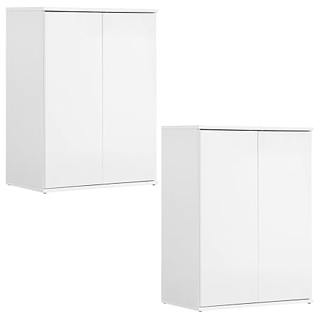 mokebo® 'Der Kurze' Mehrzweckschrank 2er-Set, Aktenschrank, Schrank, Büroschrank, Universalschrank, Beistellschrank, in Weiß 