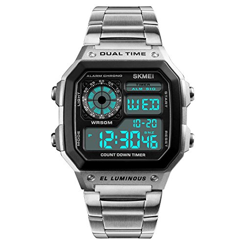 Digital White Dial Mens Watch-1335 Silver