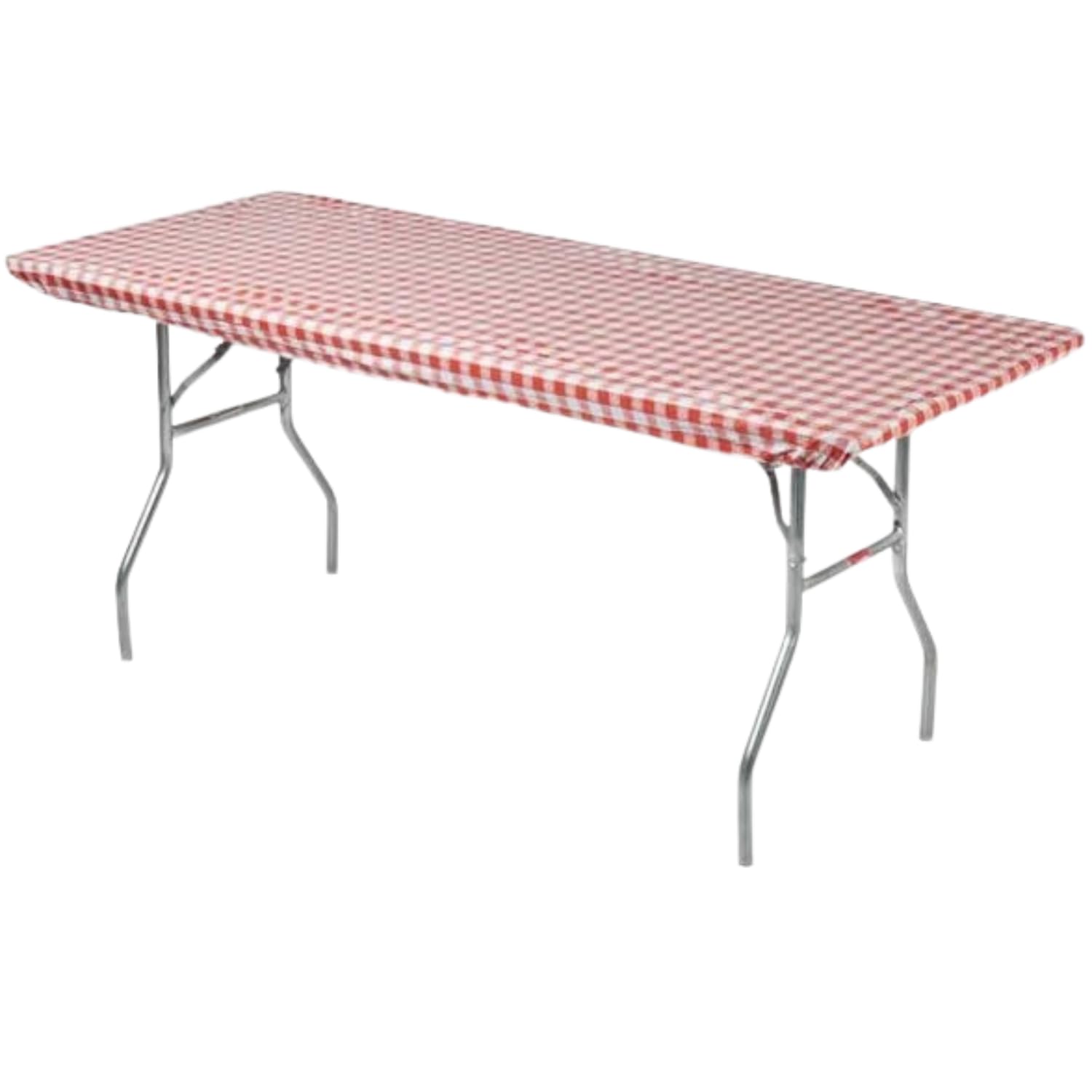 Photo 1 of Kwik-Covers 8' Rectangle Plastic Table Covers 30" x 96", Bundle of 5 (Red Gingham)
