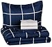 AmazonBasics 5-Piece Bed-In-A-Bag Comforter Bedding Set - Twin or Twin XL, Navy Simple Plaid, Microfiber, Ultra-Soft