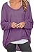 UGET Women's Oversized Baggy Tops Off Shoulder Loose Fitting Pullover Casual Blouse T-Shirt Sweater Long Batwing Sleeve X-Large Purple