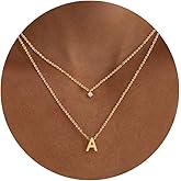 HLJEO Layered Initial Necklaces for Women, 14k Gold Plated Letter Necklace Set Dainty Gold Initial Necklace Stack Cute Layering Choker Necklaces for Women Trendy Fashion Jewelry