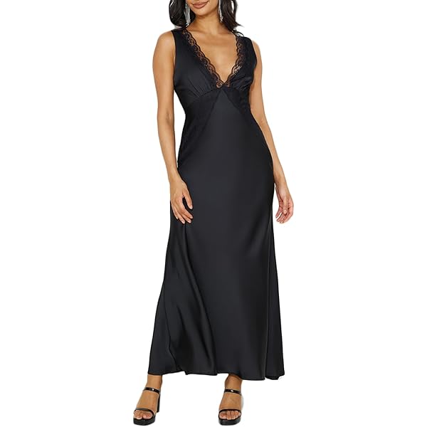 BARDOT Emory Satin Slip Dress at Amazon Women's Clothing store