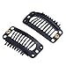 SWACC 100 Pcs U Shape Metailic Snap Clips ins for Hair Extension Hairpiece DIY Snap-Comb Wig Clips with Rubber (Black, 9-Teeth 6 Holes)thumb 1