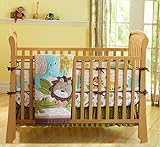 Wowelife Safari Nursery Bedding Upgraded Jungle Crib Bedding Set 7 Piece Lion and Elephant Baby Sets with Bumpers(Brown-7 Piece)