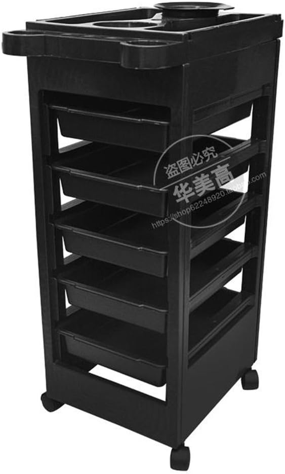 SalonTrolley Hairdressing Barber Cart Tray Storage Cart Hair Rolling Cart 6 Layers with Hair Dye Bowl, Hair Dryer Holder