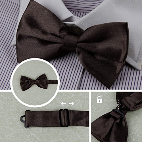 DBF2001 Mens Bow Tie Red,Grey,Purple,Green,Brown Solid Poly Pre-tied Bow tie Gift Box Set 5T By Dan Smith