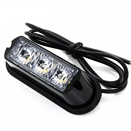 TASWK 3-LED Bulb Flashing Strobe Lights for Trucks Cars Vehicle Waterproof Emergency Grill Lights (Red) - Thumbnail 2