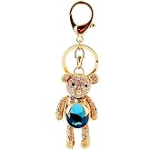 One Pack Cute Crystal Rhinestone Bowknot Activity Jointed Bear Animal Car Keychain Key Ring Keyring Keyring Gift Pack Buckle Charms for Girlfriend Boyfriend Women Men Friends Lovers Colleagues