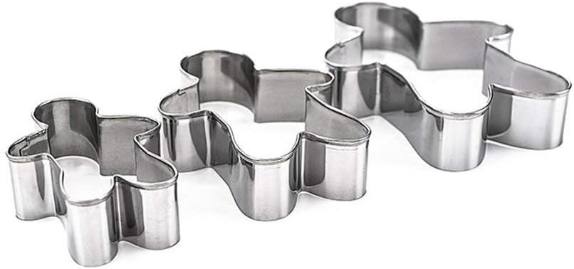 TAOHOU 3PCS Stainless Steel Gingerbread Man Cookie Moulds Durable Fondant Cutters silver