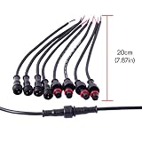 BTF-LIGHTING 5pairs 2 Core 2pin BLACK Plastics waterproof IP65 led connctor for strip light male female 40cm/pair Applicable 0.3mm² 15mm nut