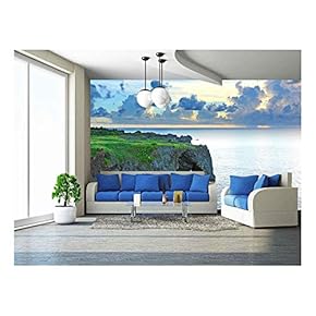 Sunset with Rock, Okinawa, Manzamo - Removable Wall Mural | Self-Adhesive Large Wallpaper - 66x96 inches