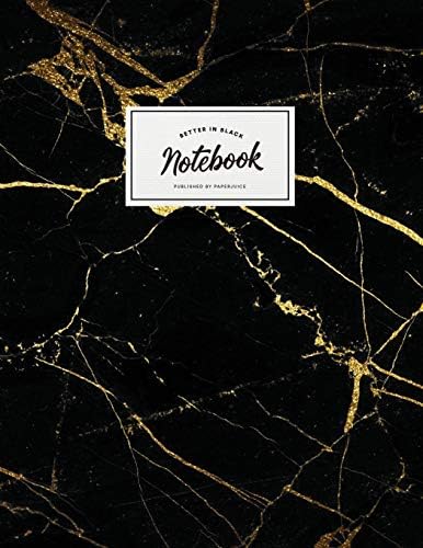 Notebook: Beautiful black marble white label | ★ School supplies ★ Personal diary ★ Office notes | 8.5 x 11 - big notebook | 150 pages | College ruled (Better in black collection)