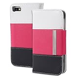 Fosmon CADDY Series Leather Wallet Case for Blackberry Z10 (White, Pink & Black)