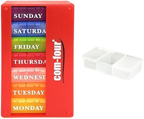 Com Four Medicador 7 Dias En El Ingles Dosificador Semanal Por La Manana Medio Dia Noche Caja De Pastillas Con 3 Compartimentos En El Camino English Rojo Amazon Es Salud Y Cuidado Personal