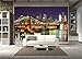 Large Photo Wallpaper – Brooklyn Bridge at Night – Picture Decoration New York City Skyline Illuminated Skyscraper Street USA Image Decor Wall Mural (132.3x93.7in - 336x238cm)