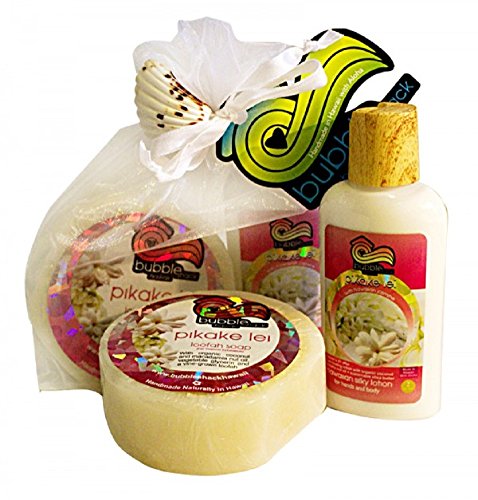 Hawaiian Bubble Shack Loofah Soap & Body Lotion Duo Gift Set Pikake Lei