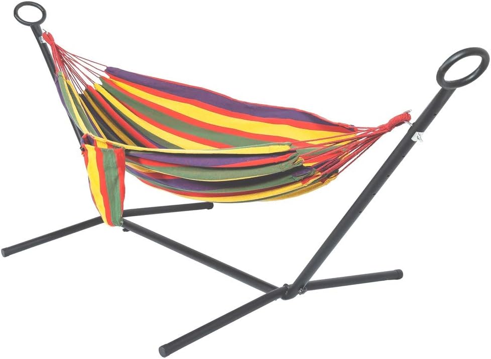 Tortola Outdoor Garden Double Hammock with Steel Hammock Stand and