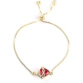CHUQIU Red/Pink Zircon Gold/Silver Plated Sacred Heart of Jesus Bracelets For Women Immaculate Heart of Mary Charm Bracelet Cross Jewelry for Christian Gifts