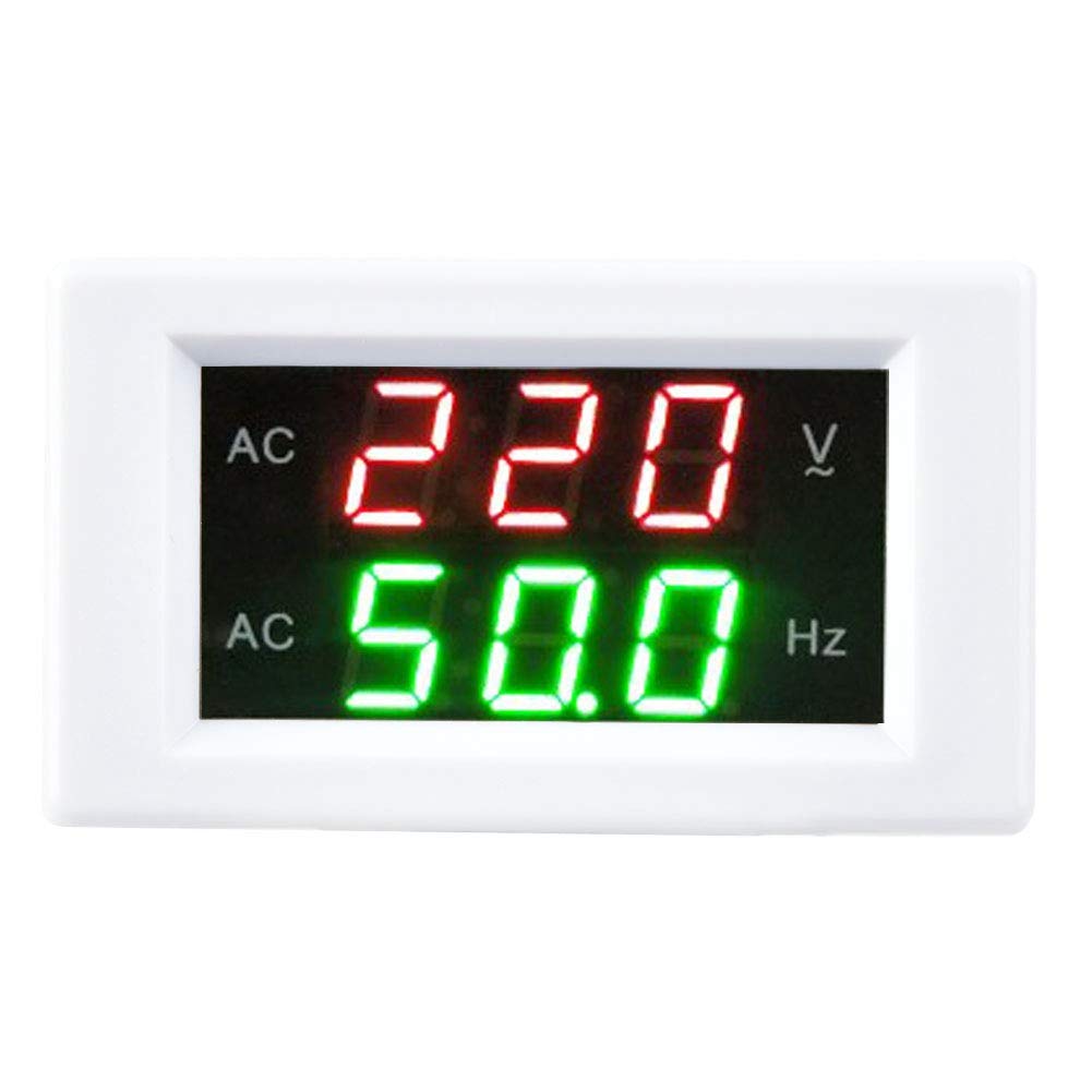 Voltage Frequency Meter, Generator Dual Display LED Digital AC Voltmeter Frequency Meter Testing Tool (White)
