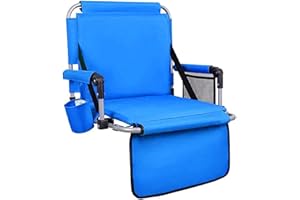 HIGH POINT SPORTS Foldable Stadium Seat Portable Folding Stadium Chairs Padded Bleacher Seat Cushion Bleacher Chair with Armrest and Cup Holder