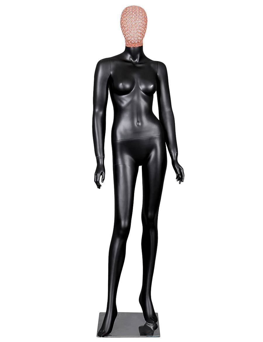 Female Full Body Realistic Mannequin Metallic Endless Chain Head Turns